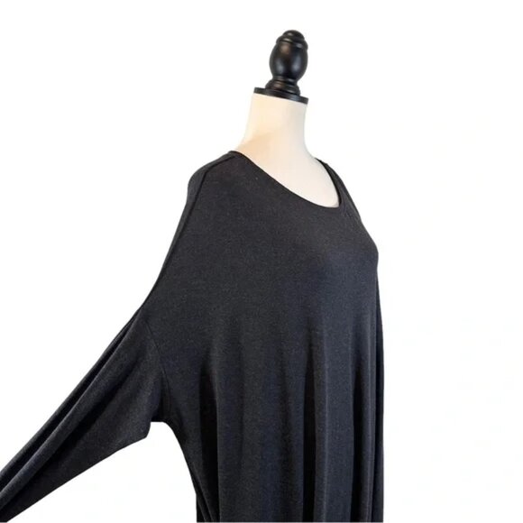 Aryasense Lagenlook Tunic Charcoal Gray Cold Shoulder Sleeve, New w/ Tags, XL - Picture 9 of 13